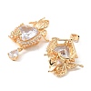 Brass & Clear Cubic Zirconia Pendants KK-G558-04G-2