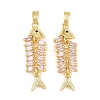 Brass Pink Cubic Zirconia Pendants KK-E800-05A-G-1