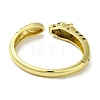 Brass Pave Clear & Green Cubic Zirconia Leopard Open Cuff Bangle for Women BJEW-K246-15G-3