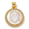 Rack Plating Brass Micro Pave Clear Cubic Zirconia Flat Round Pendants KK-U025-10G-09-1