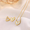 Heart Stainless Steel & Natural Shell Pendant Necklaces & Stud Earrings Sets FS-WG4CC15-02-1