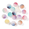 Frosted Baking Painted Crackle Glass Beads with Glitter Powder X-DGLA-T004-8mm-01A-1