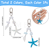 2Pcs 2 Colors Shell & Glass & Natural Rainbow Moonstone Pendant Decorations HJEW-SP0001-72-2