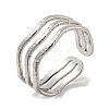 Non-Tarnish 304 Stainless Steel Triple Lines Open Cuff Ring RJEW-C067-07P-1