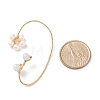 Natural Quartz & PearlBraided Flower Cuff Earrings EJEW-JE04957-04-5