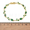 Brass Glass Flower Link Chain Bracelets KK-CBA7DFA-01G-07-5