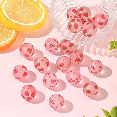 20Pcs 4 Styles Transparent Frosted Acrylic Beads FACR-YW0001-12-1