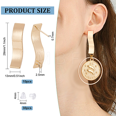 10Pcs Brass Twist Rectagnle Stud Earring Findings KK-BC0010-95-1