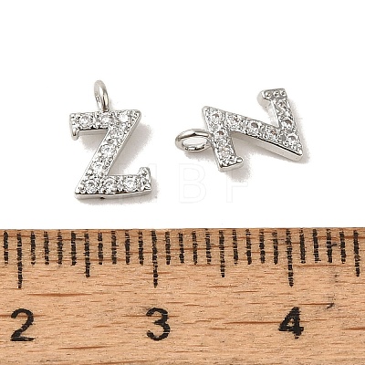 Initial Letter Brass Micro Pave Cubic Zirconia Pendants ZIRC-F008-Z-1