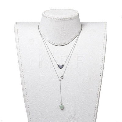 Heart Lariat Necklaces & Pendant Necklaces Sets NJEW-JN02803-03-1