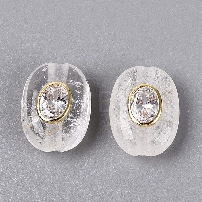 Brass Micro Pave Cubic Zirconia & Quartz Crystal Beads GG-OY001-06G-01-1