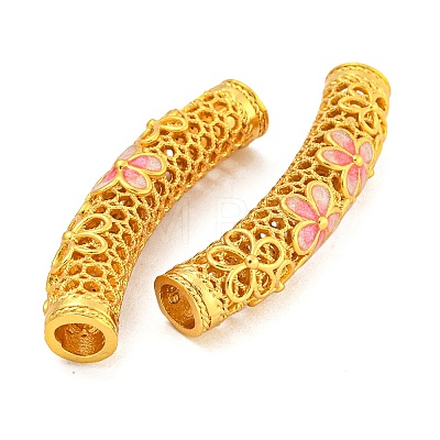 Rack Plating Brass Enamel Tube Beads KK-Z054-01G-1