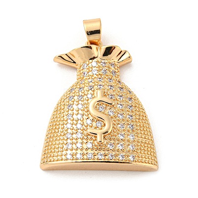 Brass Micro Pave Cubic Zirconia Pendants KK-P250-19G-1