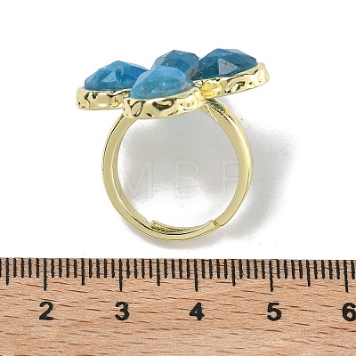 Natural Apatite Faceted Adjustable Finger Rings for Women RJEW-A092-01G-08-1