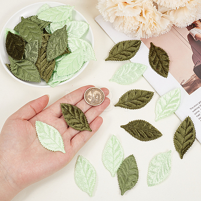 100Pcs 2 Colors Cloth Artificial Leaves AJEW-CY0002-82-1