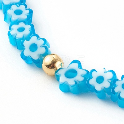 Valentine's Day Handmade Millefiori Glass Beaded Stretch Bracelets BJEW-JB06213-1