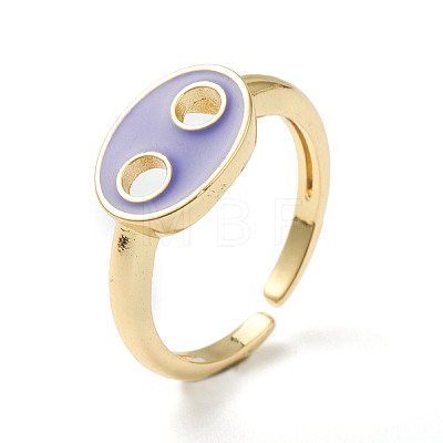 Brass Enamel Cuff Rings RJEW-H546-03-1