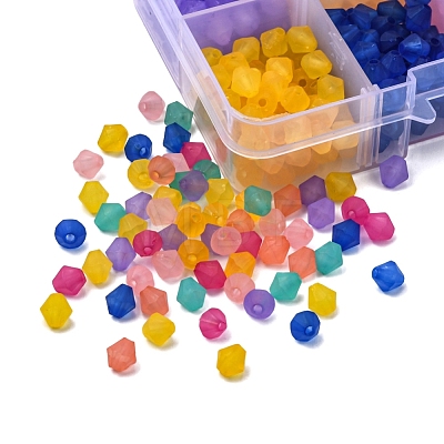 640Pcs 8 Colors Frosted Acrylic Beads MACR-YW0001-84-1