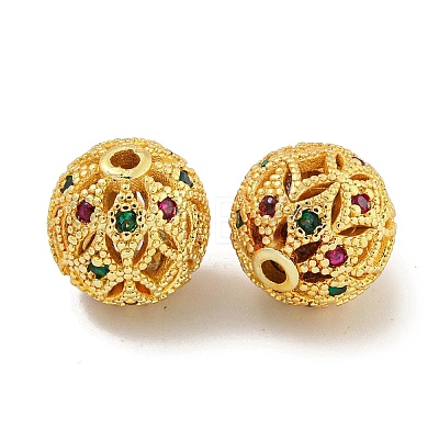 Rack Plating Brass Cubic Zirconia Beads KK-L215-330B-G-1