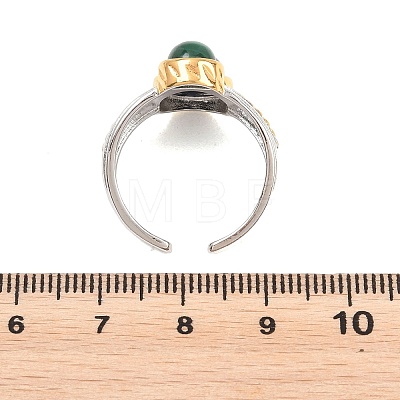 Natural Lapis Lazuli & Natural Malachite with Brass Cuff Open Rings RJEW-B163-01GP-01-1