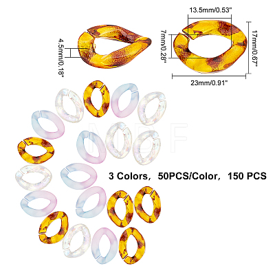 150Pcs 3 Colors Transparent Acrylic Linking Rings OACR-FH0001-029-1