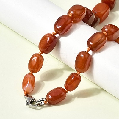 Dyed Natural Red Agate Cuboid Graduated Beaded Necklaces with Alloy Clasps NJEW-C113-01C-1