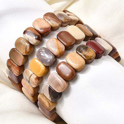 Natural Mookaite Beaded Stretch Bracelets for Women Men BJEW-D461-02E-1