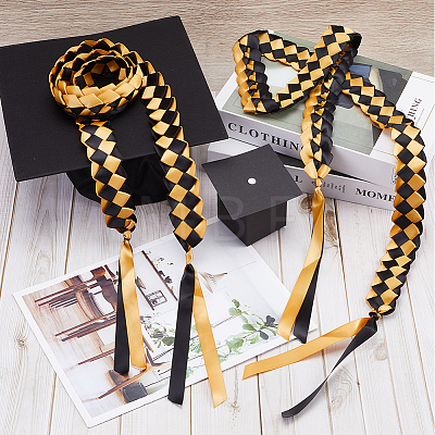 Two Tone Graduation Ribbon Leis FIND-WH0423-78D-1