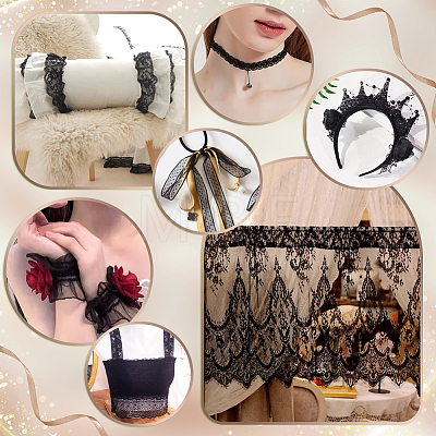 40M Nylon Elastic Double Edged Picot Lace Ribbons OCOR-WH0101-47A-1