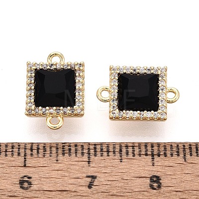 Brass Micro Pave Clear Cubic Zirconia and Glass Connector Charms KK-N287-29G-1