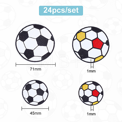 GOMAKERER 24Pcs 4 Styles Football Computerized Embroidery Cloth Sew on Patches PATC-GO0001-01-1