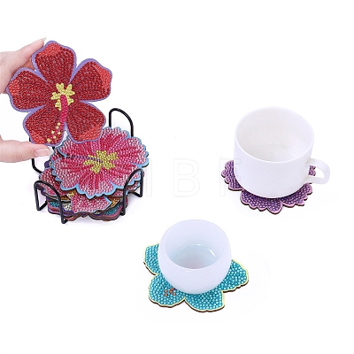 DIY 10Pcs 5D Diamond Painting Flower Cup Mat Kits PW-WG65CB8-01-1