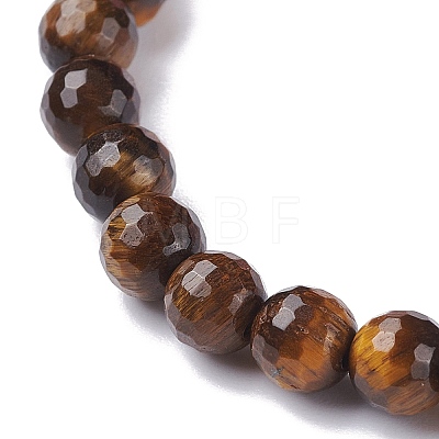 Natural Tiger Eye & Moonstone & Black Stone & Cherry Quartz Glass Round Beads Stretch Bracelets Set BJEW-JB07293-1