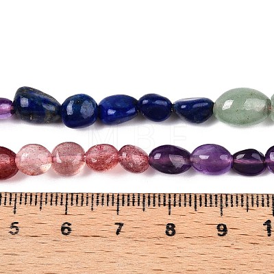 Chakra Theme Natural Amethyst & Topaz Jade & Red Agate & Quartz Crystal & Strawberry Quartz & Lapis Lazuli & Green Aventurine Beads Strands G-N344-07-1