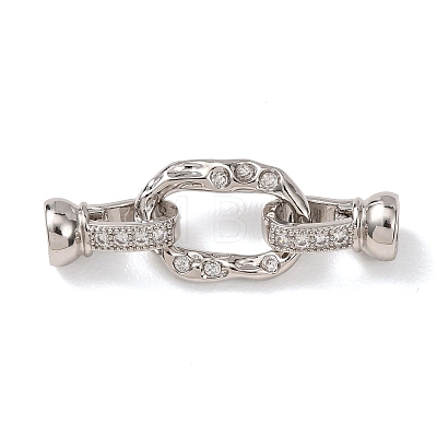 Brass Micro Pave Clear Cubic Zirconia Fold Over Clasps KK-D259-08A-P-1