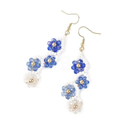 Flower Glass Seed Beaded Dangle Earrings EJEW-MZ00775-01-1