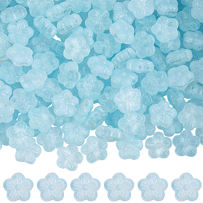 150Pcs Transparent Spray Painted Glass Beads GLAA-SP0001-23A-1