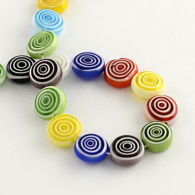 Flat Round Handmade Millefiori Glass Beads X-LK-R004-49-1