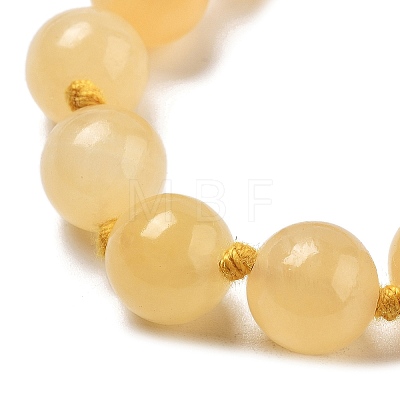 10mm Round Natural Yellow Jade Beaded Necklaces NJEW-F327-02B-04-1