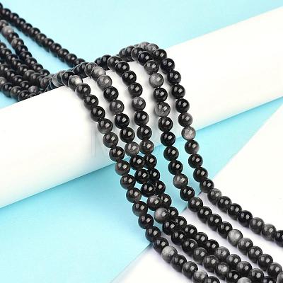 Natural Silver Obsidian Beads Strands G-D083-01D-1