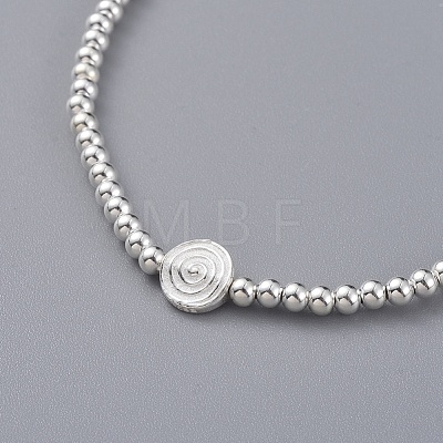 925 Sterling Silver Beads Stretch Bracelet Sets BJEW-JB04975-1