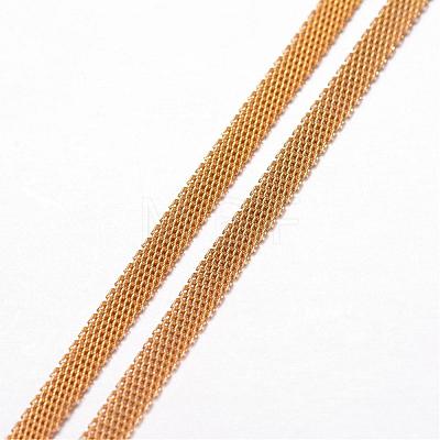 304 Stainless Steel Mesh Chain Necklaces NJEW-G256-02G-1