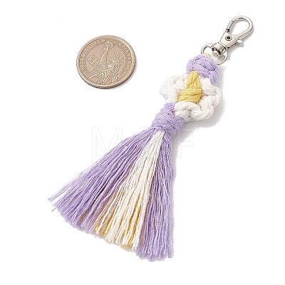 Flower Handmade Macrame Cotton Threads Pendant Decoration HJEW-JM02762-02-1