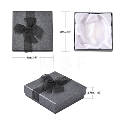 Bowknot Organza Ribbon Cardboard Bracelet Bangle Gift Boxes BC148-05-1