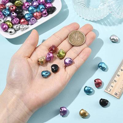 150Pcs Matte Spray Painted Skull Acrylic Beads ACRP-FS0001-01-1
