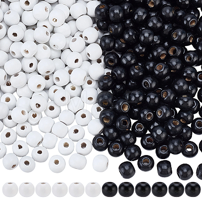 600Pcs 2 Colors Dyed Natural Wood Beads WOOD-SC0002-37B-1