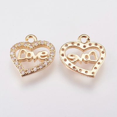 Brass Micro Pave Cubic Zirconia Charms KK-A144-037G-1
