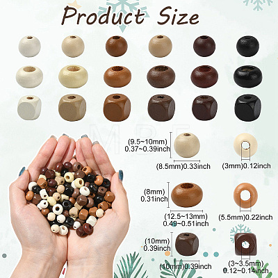 150Pcs 3 Styles Wood European Beads WOOD-CJ0002-73-1