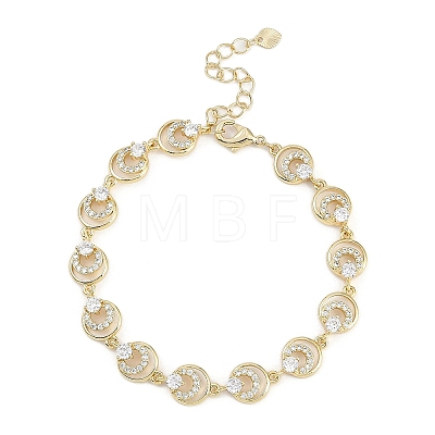 Brass Micro Pave Cubic Zirconia Link Bracelets for Women BJEW-U013-01G-05-1