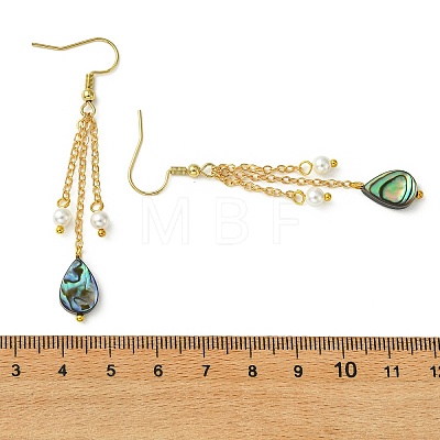 Shell Pearl & Abalone Shell/Paua Shell Dangle Earrings for Women EJEW-JE07328-1